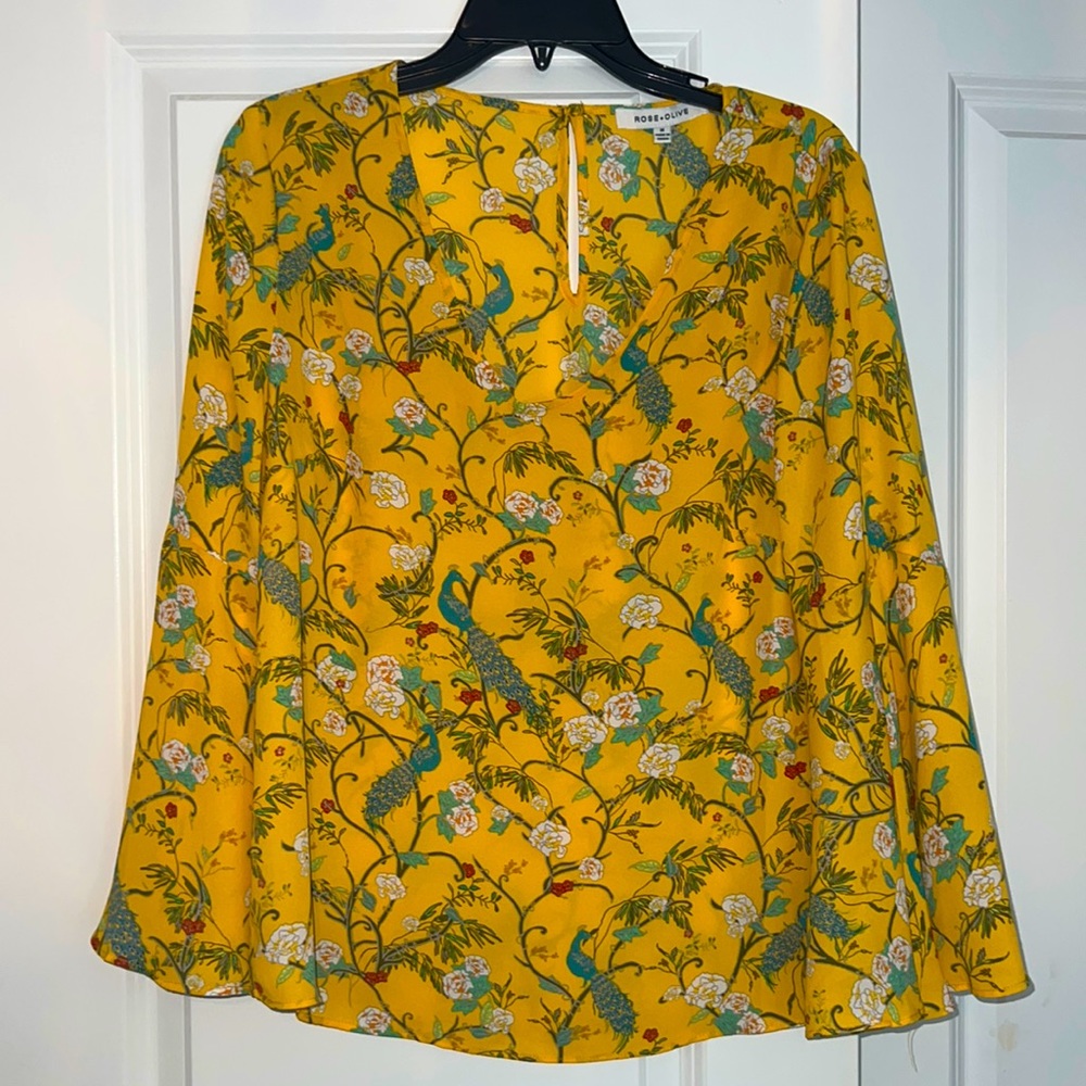 Rose + Olive, blouse, size Medium, 100% polyester